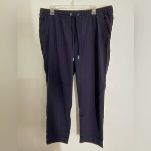 H&M Women’s Lightweight Navy Blue Pinstripe Dress Pants w/ Drawstring Waist | 14